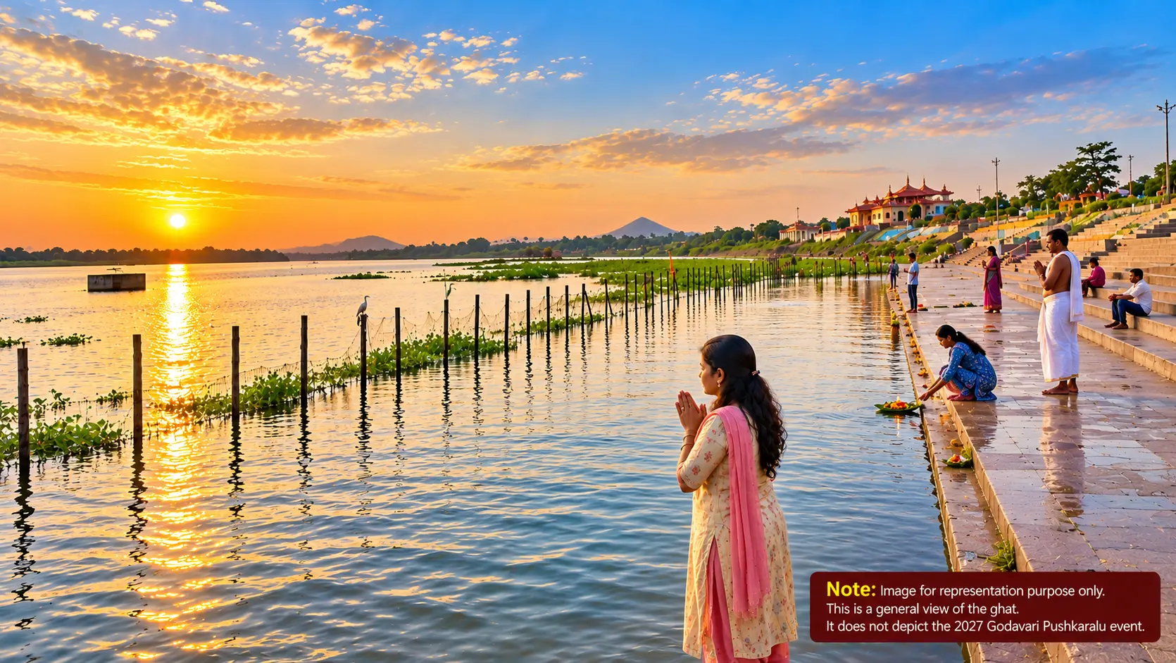The serene Dharmapuri Ghat in Telangana with the temple architecture visible nearby