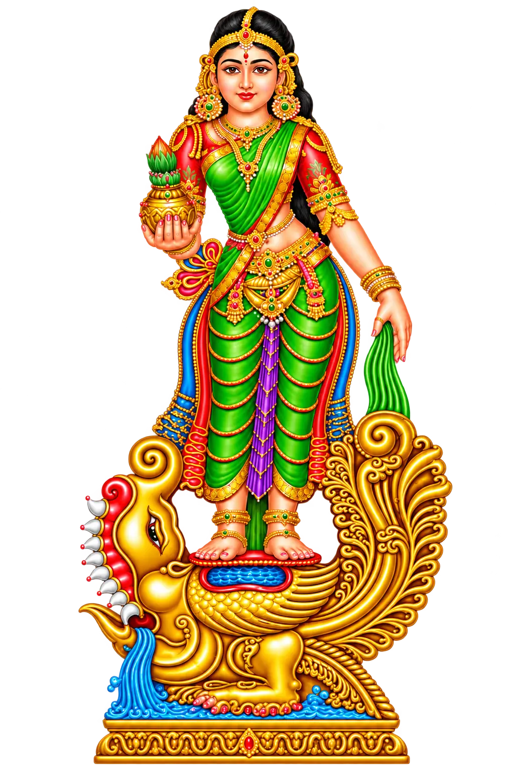 Sri Godavari Devi seated on her crocodile mount